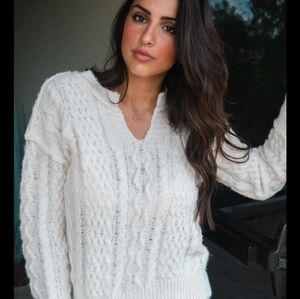 Hem & Thread Split Neck Sweater NWT